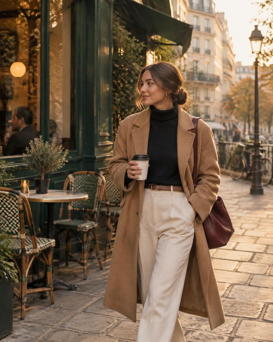 A sunlit neighborhood café street